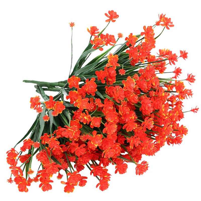 ArtBloom 20 Bundles Outdoor Artificial Fake Flowers UV Resistant Shrubs, Faux Plastic Greenery for Indoor Outside Hanging Plants Garden Porch Window Box Home Wedding Farmhouse Decor (Orange Red) - Image 5